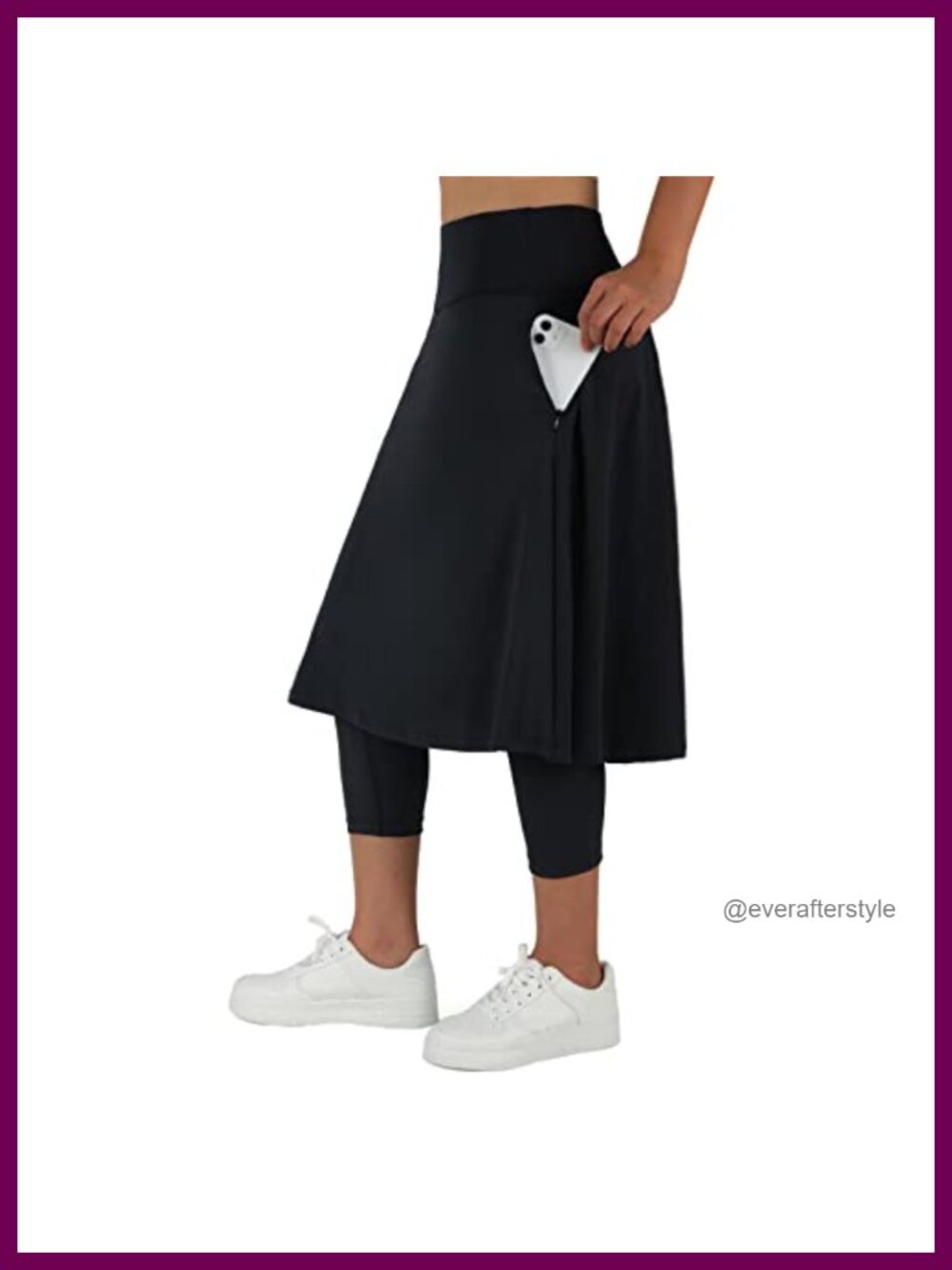 Women Long Skirted Leggings with Pockets and Capris